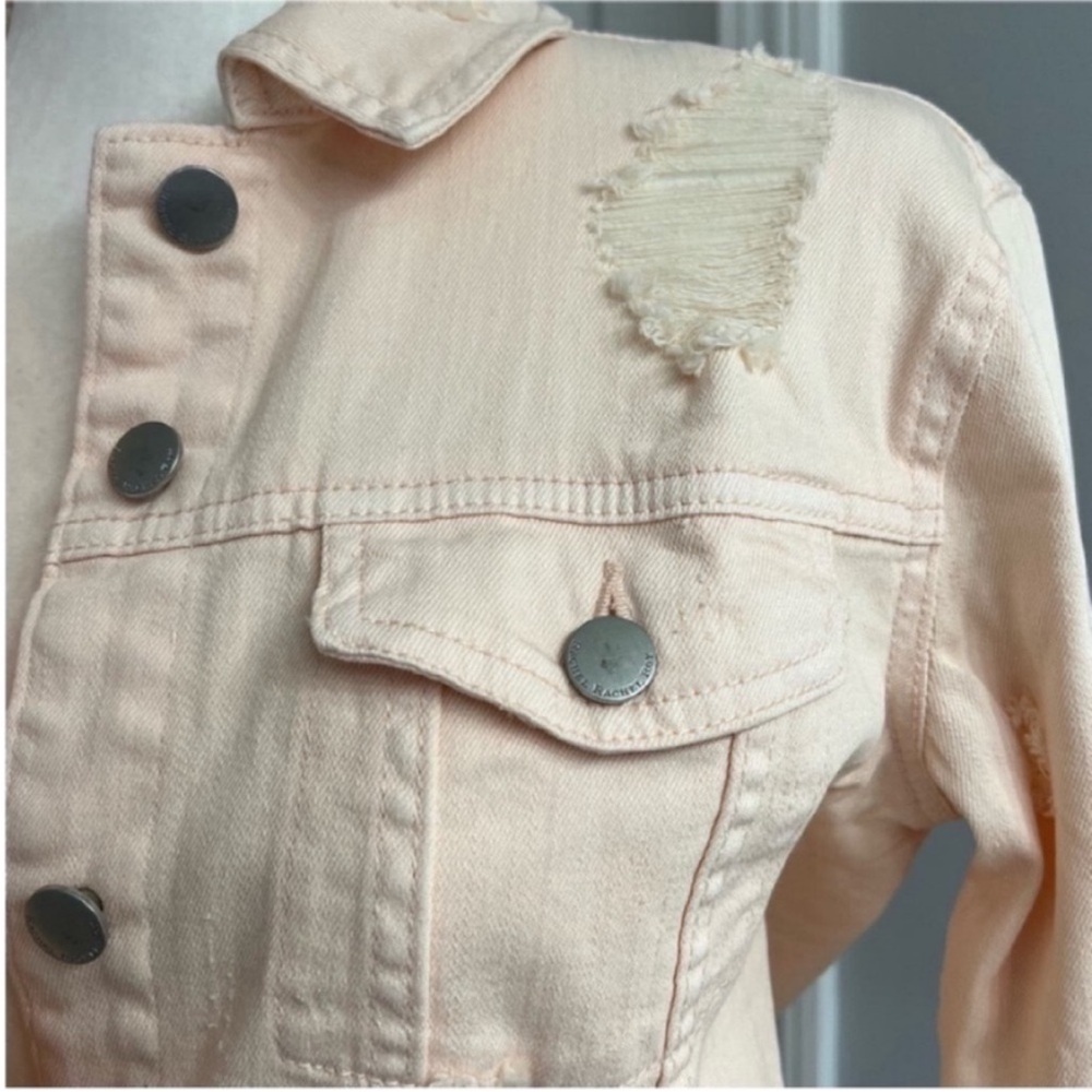 RACHEL Rachel Roy Blush Deconstructed Denim Jacket Size XS - Picture 6 of 10